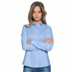 Blusa Camisa Oxford Manga Larga Celeste para Mujer Blusa Camisa Oxford Manga Larga Celeste para Mujer en gamarra