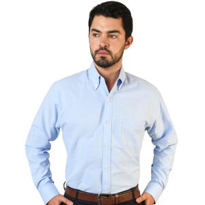Camisa oxford celeste de hombre