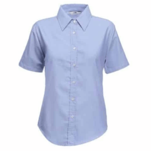 Blusa Oxford Manga Corta Celeste Cielo para mujer
