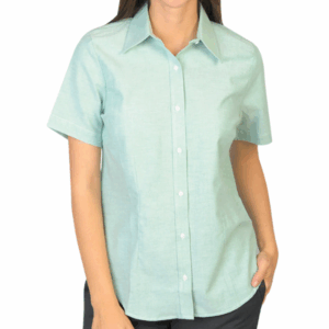 Blusa Oxford Manga Corta Verde Agua para mujer