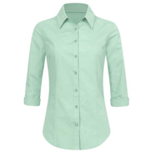 Camisa Blusa Oxford Manga 3_4 Verde Manzana para Mujer