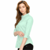 Camisa Blusa Oxford Manga 3_4 Verde Manzana para Mujer en Gamarra