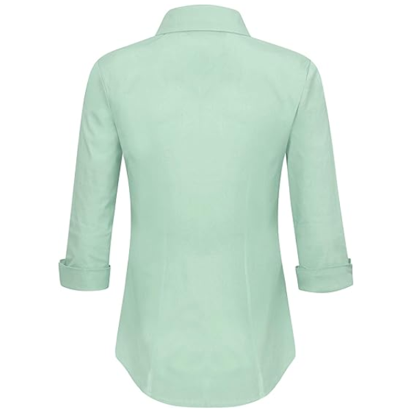 Camisa Blusa Oxford Manga 3/4 Verde Manzana para Mujer Camisa Blusa Oxford Manga 3_4 Verde Manzana para Mujer por mayor