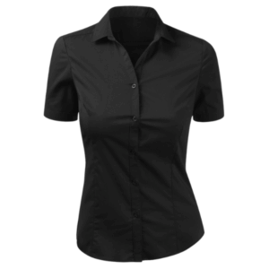 Camisa Oxford Manga Corta Negra para Mujer
