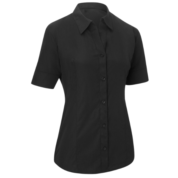 Camisa Blusa Oxford Manga Corta Negro para Mujer Camisa Oxford Manga Corta Negra para Mujer por mayor