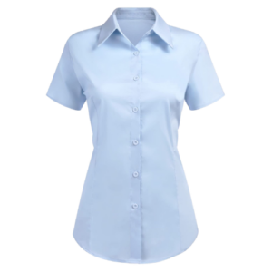 blusa oxford manga corta celeste mujer