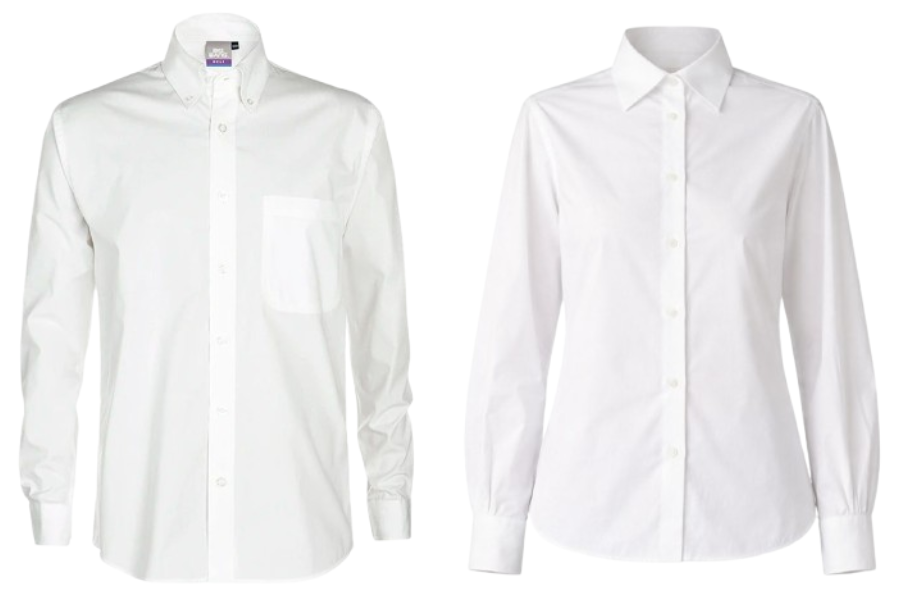 camisa y blusa oxford blanca