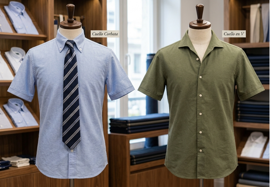 Tipos de Cuello en Camisas Oxford Manga Corta